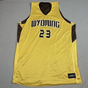 VTG Wyoming Cowboy Basketball jersey #23 Brown Yellow Reversible Sewn 3XL Rare